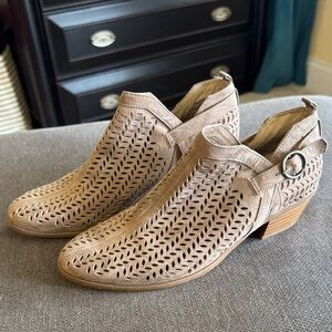 Madeline Women's Tan Perforated Ankle Boots